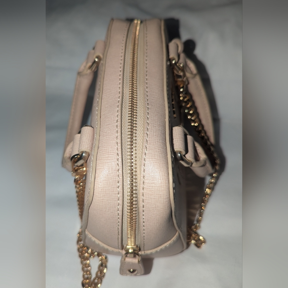 Furla Mini Ellena Neutral Saffiano Leather Satchel with Gold Accents - Picture 7 of 13